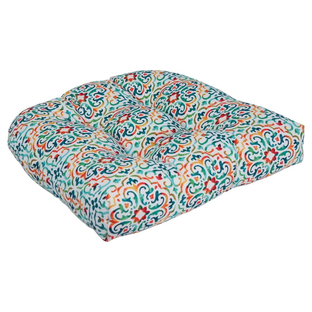 Blazing Needles 16" x 19" Multicolor Tufted Chair Outdoor Seating Cushions, UV Resistant