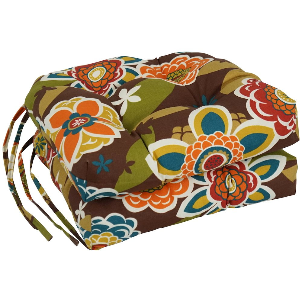 Blazing Needles 16-inch Polyester Patterned Outdoor U-shaped Chair Cushions (Set of 2)