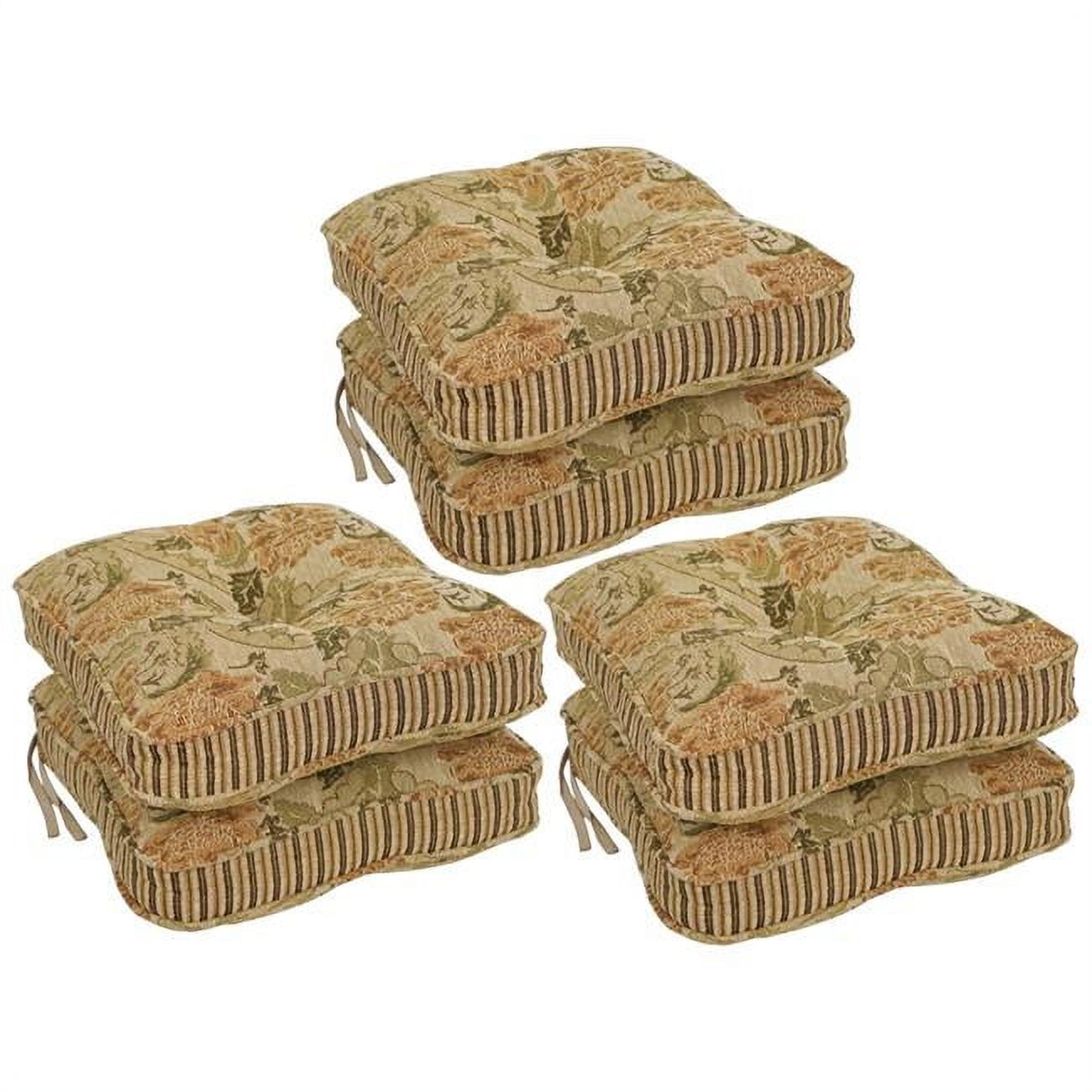 Blazing Needles 17 in. Premium Tapestry Corded Chair Cushions, Tan ...