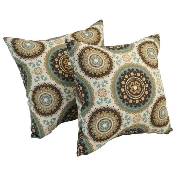 Blazing Needles 9910-S2-OD-128 17 in. Square Polyester Outdoor Throw Pillows, Bindis Spray - Set of 2