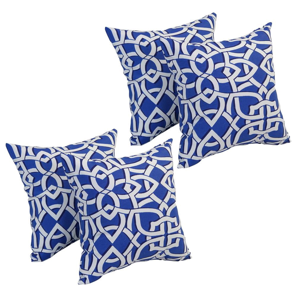 Blazing Needles Outdoor Geometric Polyester Throw Pillow, 17", Greystone Marine 4 Count