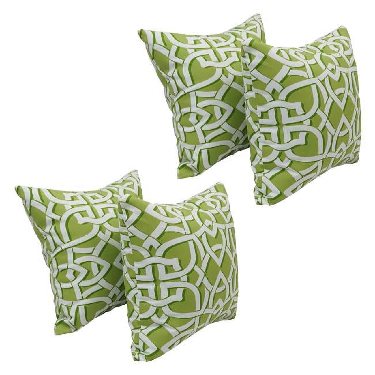 Blazing Needles 17 in. Square Polyester Outdoor Throw Pillows, Greystone Willow - Set of 4