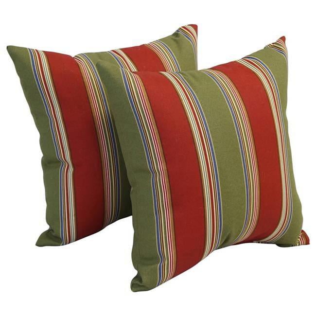 Hampton Bay Garden Square Striped Polyester Outdoor Throw Pillows Set