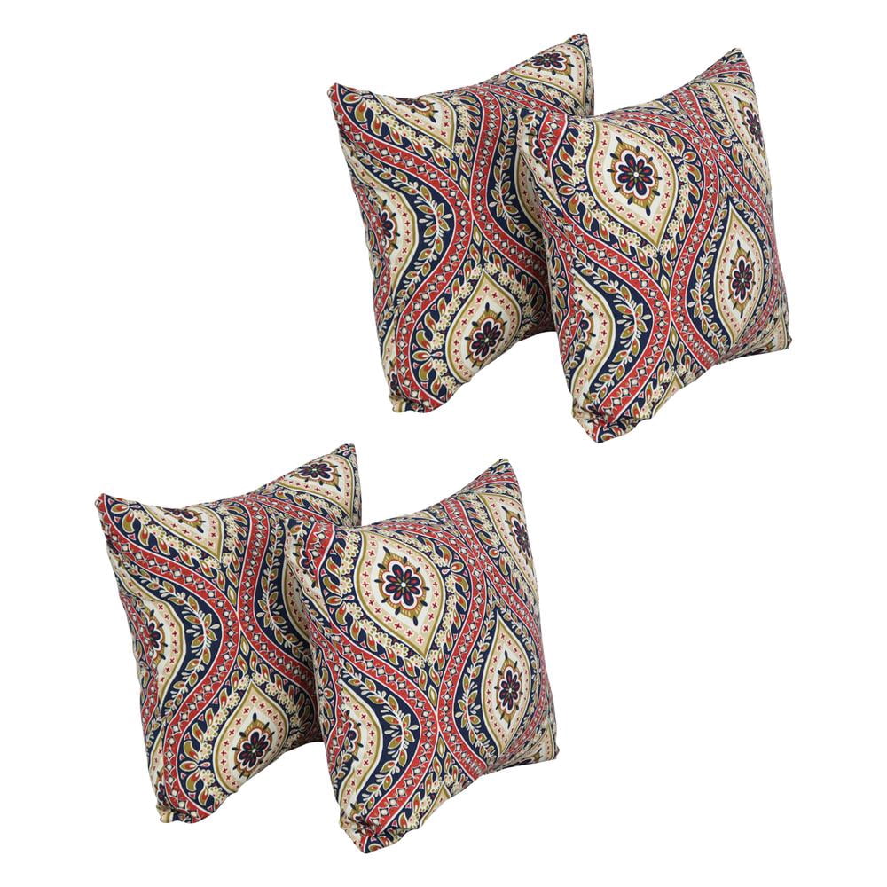 Blazing Needles Square Outdoor Throw Pillow, 17", Jasmina Lakewood 4 Count