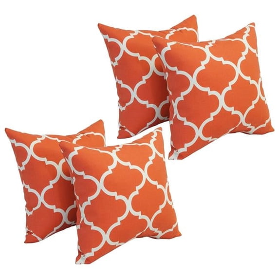 Blazing Needles 9910-S4-OD-159 17 in. Square Polyester Outdoor Throw Pillows, Landview Mango - Set of 4