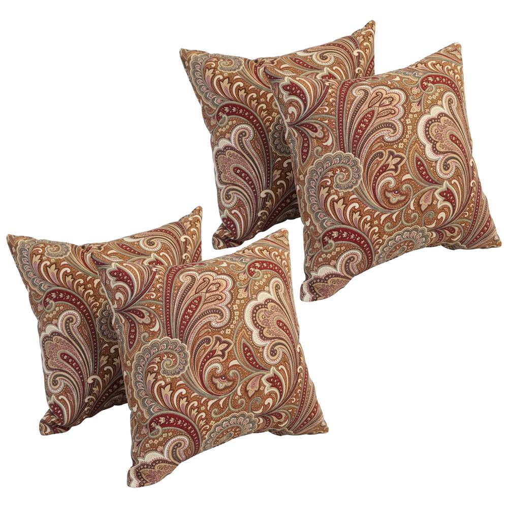 Blazing Needles Square Outdoor Throw Pillow, 17", Merona Cinnabar 4 Count