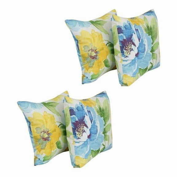 Blazing Needles 9910-S4-OD-244 17 in. Square Polyester Outdoor Throw Pillows, Muree Sunblue - Set of 4