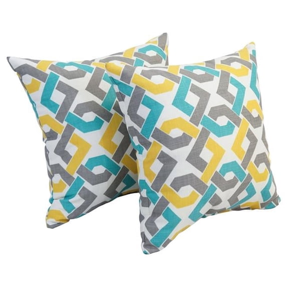 Blazing Needles 9910-S2-OD-186 17 in. Square Polyester Outdoor Throw Pillows, Rieser Sterling - Set of 2