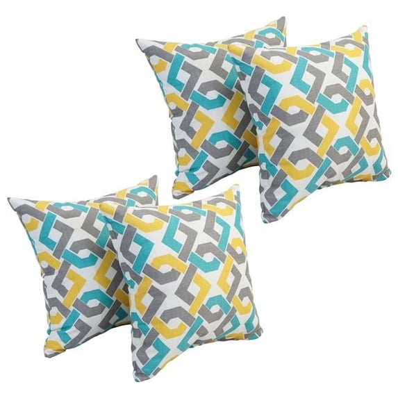 Blazing Needles 9910-S4-OD-186 17 in. Square Polyester Outdoor Throw Pillows, Rieser Sterling - Set of 4