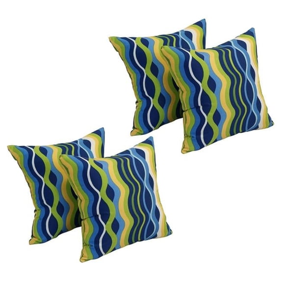 Blazing Needles 9910-S4-OD-124 17 in. Square Polyester Outdoor Throw Pillows, Variations Poolside - Set of 4