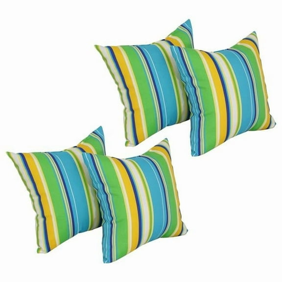 Blazing Needles 9910-S4-REO-56 17 in. Square Solid Polyester Outdoor Throw Pillows, Covert Bluebell - Set of 4