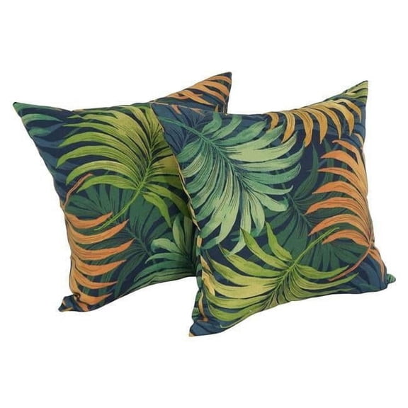 Blazing Needles 9910-S2-REO-61 17 in. Square Solid Polyester Outdoor Throw Pillows, Laperta Monsoon - Set of 2