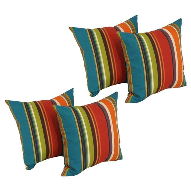 Blazing Needles 9910-S4-REO-51 17 in. Square Solid Polyester Outdoor Throw Pillows, Westport Teal - Set of 4