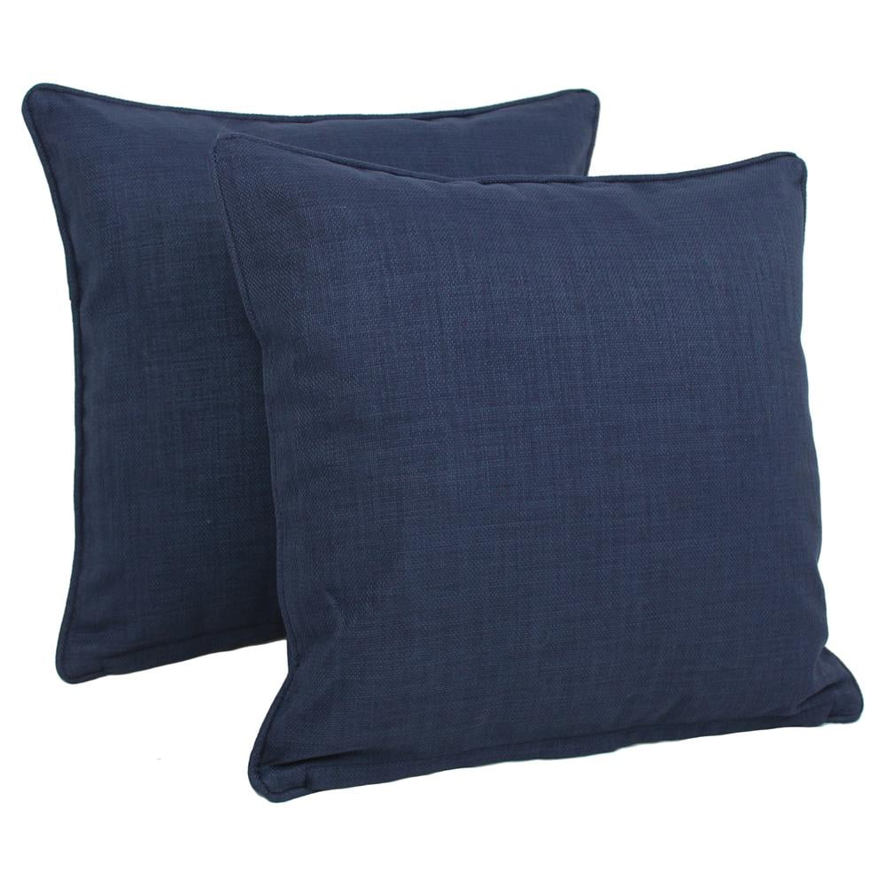 18-inch Outdoor Spun Polyester Square Throw Pillows (Set of 2)-Color:Azul
