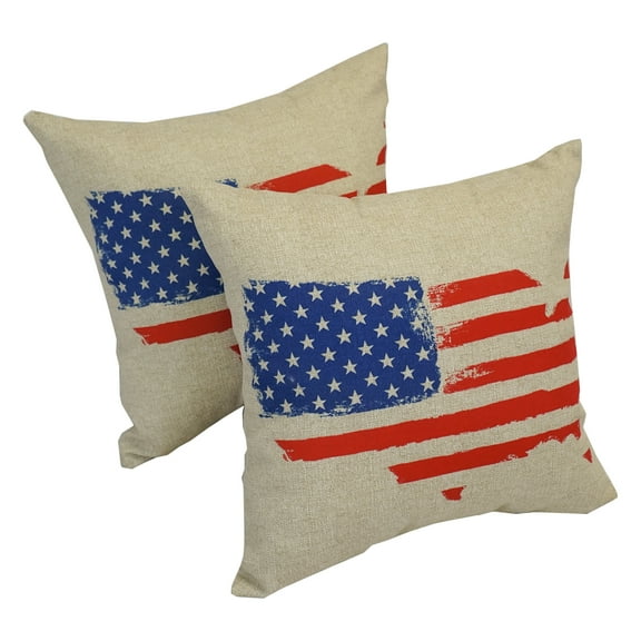 Blazing Needles 17-inch Outdoor Spun Polyester Throw Pillows (Set of 2) - Spirit of America