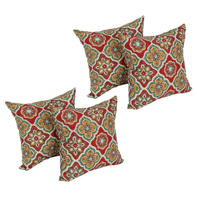 Adonis Jewel Patterned Polyester Outdoor Throw Pillows, Set of 4