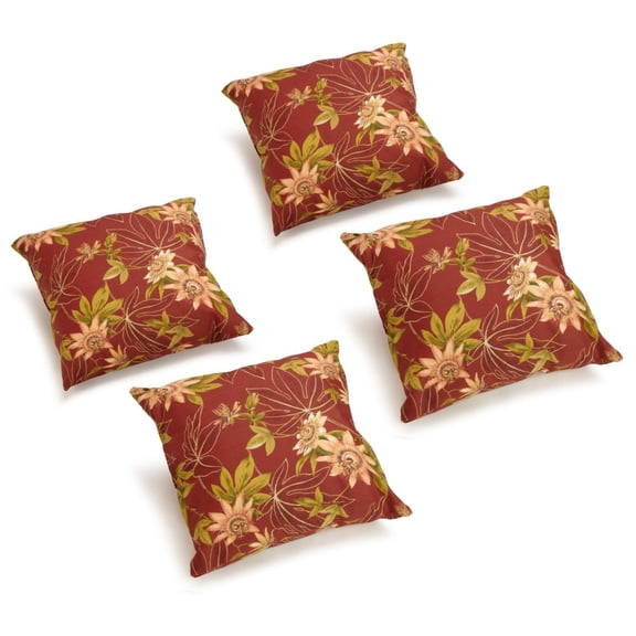 Blazing Needles 17-inch Square Solid Polyester Outdoor Throw Pillows (Set of 4)