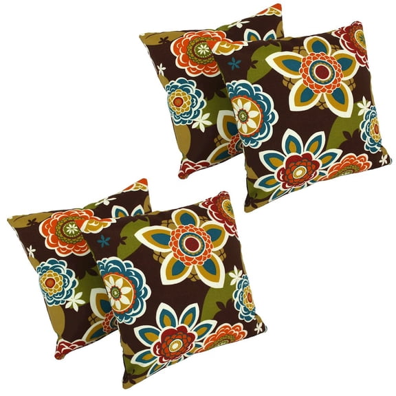 Blazing Needles 17-inch Square Solid Polyester Outdoor Throw Pillows (Set of 4)