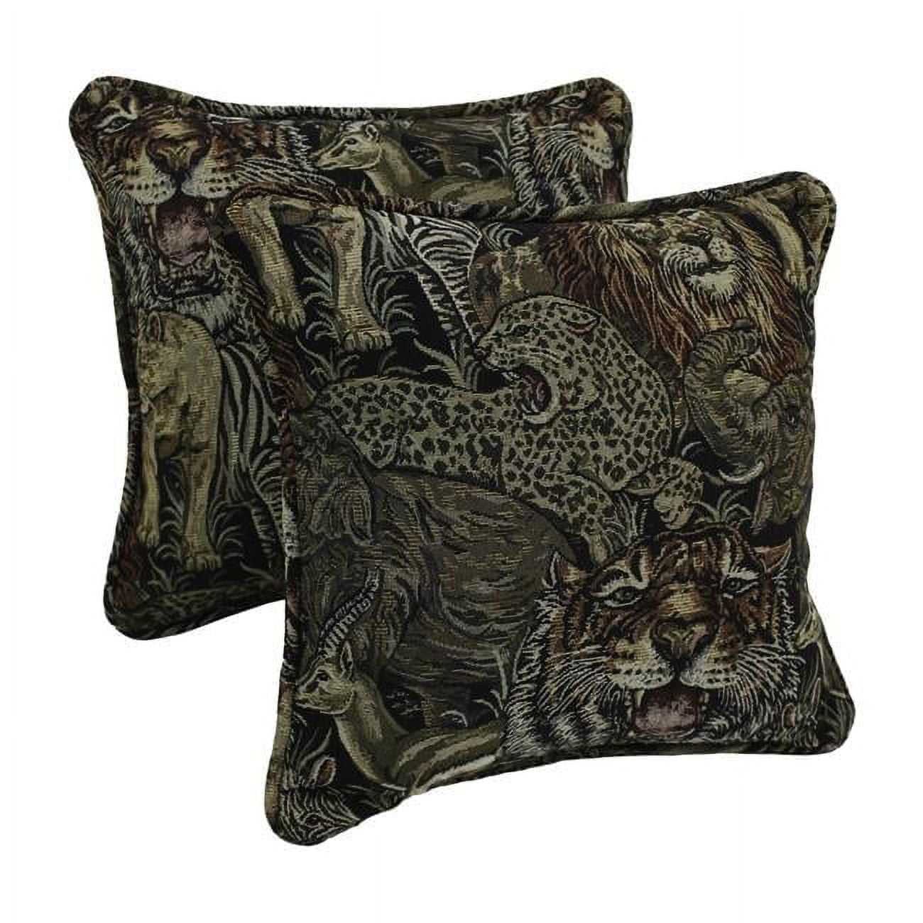 African Safari Tapestry Square Throw Pillows Set of 2