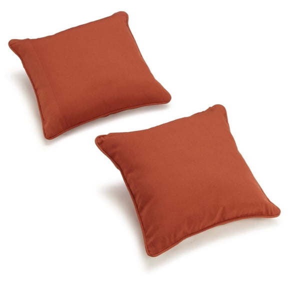 Blazing Needles 9810-CD-S2-TW-SP 18 in. Double-Corded Solid Twill Square Throw Pillows with Inserts, Spice - Set of 2