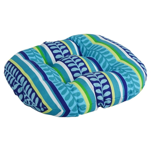 Blazing Needles 18-inch Round Patterned Spun Polyester Tufted Footstool Cushion