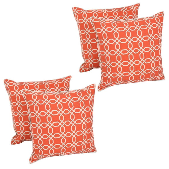 Blazing Needles 18-inch Corded Throw Pillows with Inserts (Set of 4) - Orange Lattice
