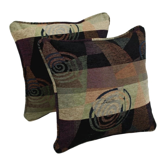 Blazing Needles 18-inch Patterned Jacquard Chenille Square Throw Pillows (Set of 2)