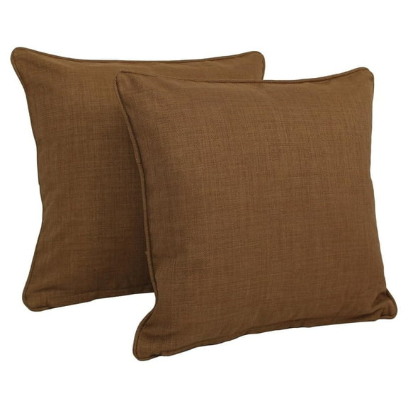 Blazing Needles 18-inch Double-corded Solid Outdoor Spun Polyester Square Throw Pillows with Inserts (Set of 2), Mocha