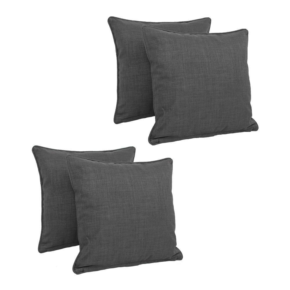 18-inch Double-corded Solid Outdoor Spun Polyester Square Throw Pillows with Inserts (Set of 4) 9810-CD-S4-REO-SOL-15