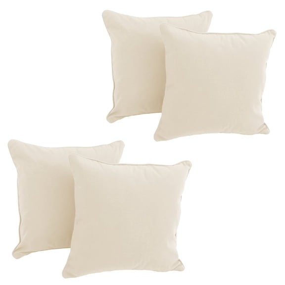 Blazing Needles 18-inch Double-corded Solid Twill Square Throw Pillows with Inserts (Set of 4)