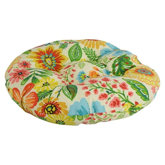 Blazing Needles 18-inch Round Patterned Spun Polyester Tufted Footstool Cushion
