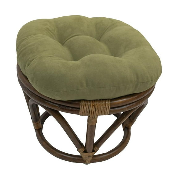 Blazing Needles 18-inch Round Solid Micro Suede Tufted Footstool Cushion