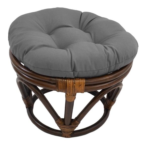 18-inch Round Solid Twill Tufted Footstool Cushion - Grey