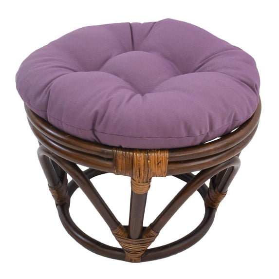18-inch Round Solid Twill Tufted Footstool Cushion - Grape