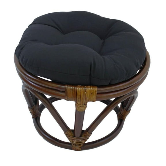 Blazing Needles 18-inch Round Solid Twill Tufted Footstool Cushion