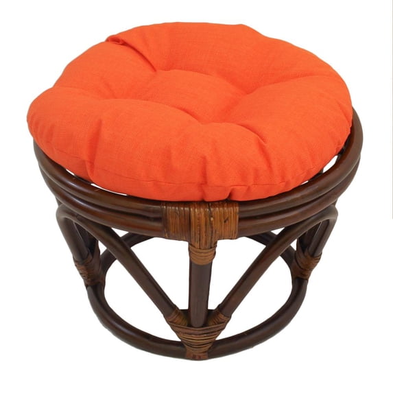 18-inch Round Spun Polyester Tufted Footstool Cushion - Tangerine Dream