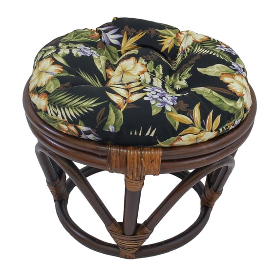 18-inch Round Spun Polyester Tufted Footstool Cushion - Freeport Ebony