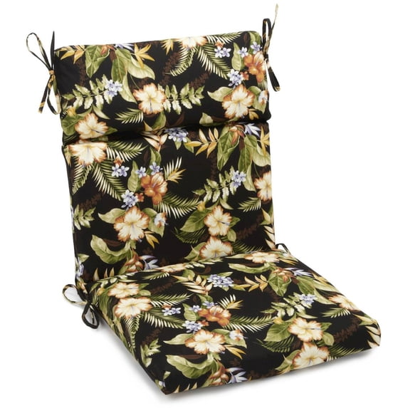 Blazing Needles Spun Polyester Outdoor Squared Seat/Back Chair Cushion-Size:18"x38",Style:Freeport Ebony