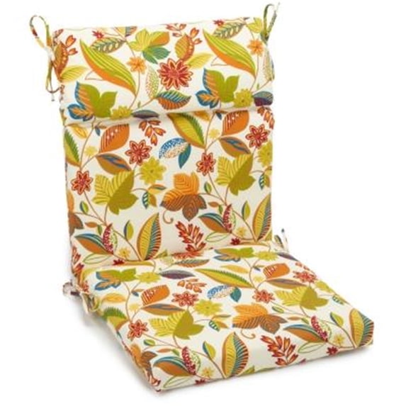 Blazing Needles Spun Polyester Outdoor Squared Seat/Back Chair Cushion-Color:Skyworks Multi