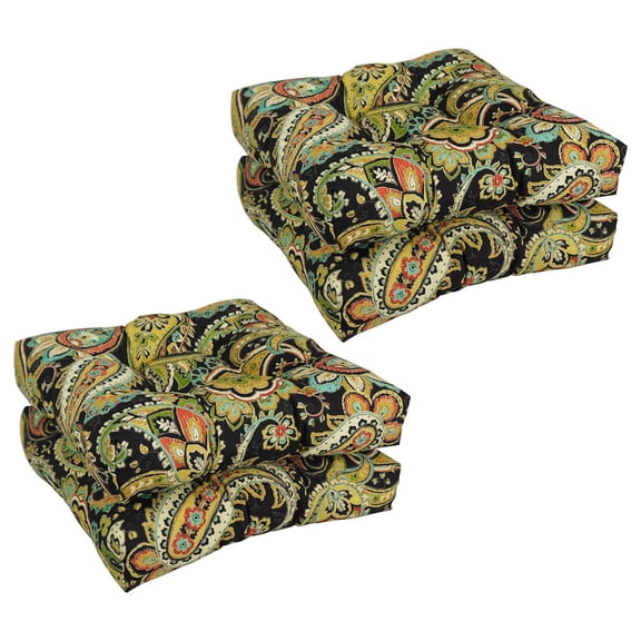 Blazing Needles 19-inch Squared Patterned Spun Polyester Tufted Dining Chair Cushions (Set of 4)