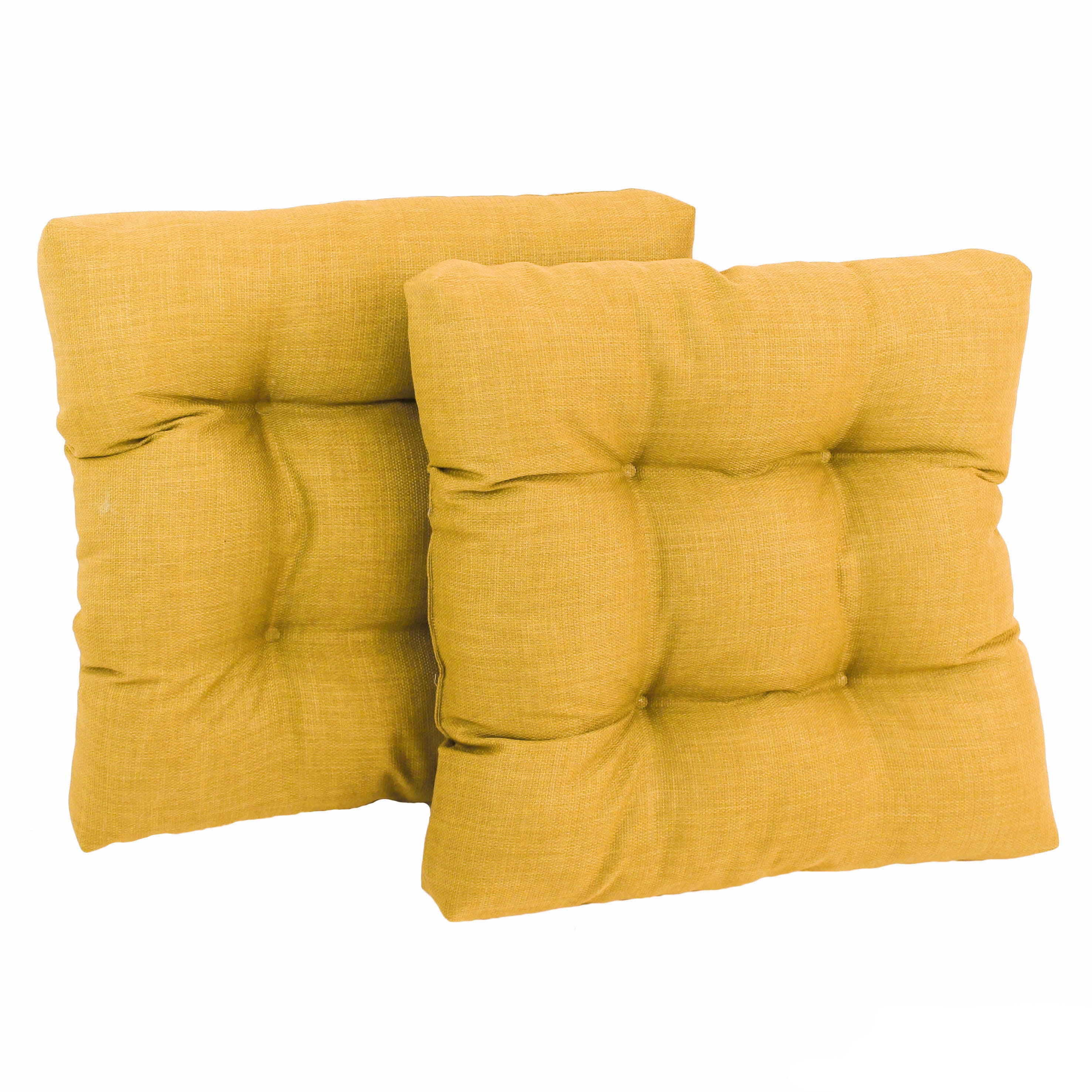 Blazing Needles 19 in. Squared Solid Spun Polyester Tufted Dining Chair Cushions Lemon Set of 2 Walmart