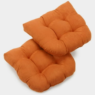 Blazing Needles 19-inch U-Shaped Micro Suede Tufted Dining Chair Cushion (Set of 2)-Color:Tangerine Dream