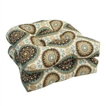 Blazing Needles 93184-2CH-OD-128 19 in. U-Shaped Outddor Dining Chair Cushions, Bindis Spray - Set of 2