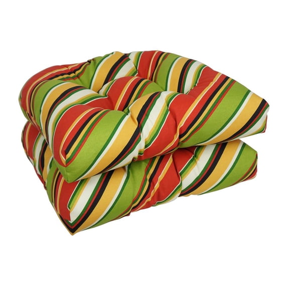 Blazing Needles 93184-2CH-OD-102 19 in. U-Shaped Outddor Dining Chair Cushions, Browning Garden - Set of 2