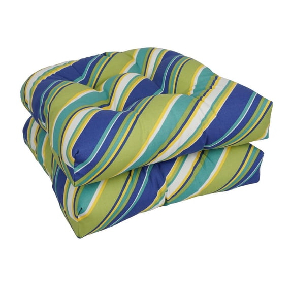 Blazing Needles 93184-2CH-OD-104 19 in. U-Shaped Outddor Dining Chair Cushions, Browning Sunblue - Set of 2