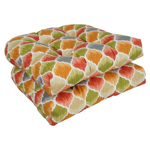Blazing Needles 93184-2CH-OD-220 19 in. U-Shaped Outddor Dining Chair Cushions, Denali Sunset - Set of 2