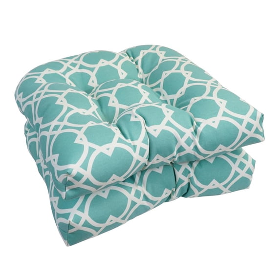 Blazing Needles 93184-2CH-OD-144 19 in. U-Shaped Outddor Dining Chair Cushions, Elipse Pool - Set of 2