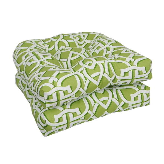 Blazing Needles Outdoor Rounded Back Chair Cushion, 19" x 19", Greystone Willow 2 Count