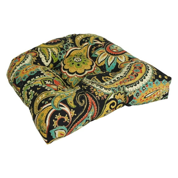 Blazing Needles 19-inch U-Shaped Patterned Spun Polyester Tufted Dining Chair Cushion