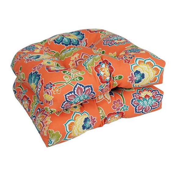 Blazing Needles 19 in. U-Shaped Patterned Spun Polyester Tufted Dining Chair Cushions, Dejana Fiesta - Set of 2